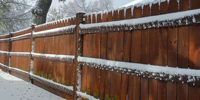 A Red Wood Fence in Winter